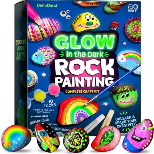 Dan&Darci Kids Rock Painting Kit - Glow in the Dark - image 1