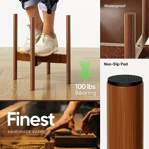 MUDEELA Adjustable Bamboo Plant Stand — Fits 8 to 12 Inch Pots, Mid Century thumbnail 4