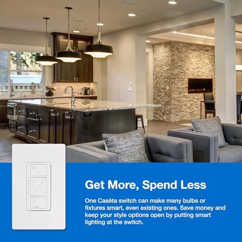 Lutron Caseta Smart Dimmer Switch Starter Kit with Smart Hub, Pico Remote and Wall Plate, P-BDG-PKG1W thumbnail 5