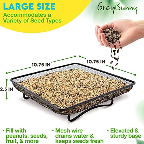 Gray Bunny Hanging Platform Bird Feeder Tray with Chains thumbnail 4