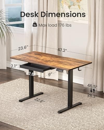 FEZIBO 48x24 Inch Electric Standing Desk with Drawer thumbnail 3