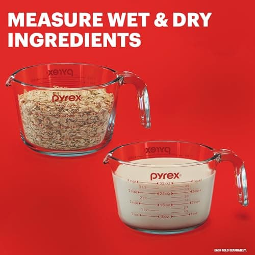Pyrex Essentials 3-Piece Glass Measuring Cup Set (1, 2 & 4 Cup) thumbnail 3