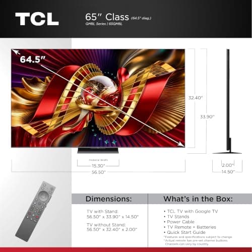 TCL 65-Inch Class QM8L Series SQD-Mini LED QLED 4K Smart Google TV (65QM8L, 2026 Model) thumbnail 2
