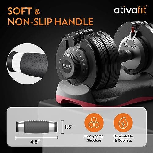 ATIVAFIT Adjustable Dumbbell Fitness Dial Dumbbell (Single, 71.5 lbs) thumbnail 3