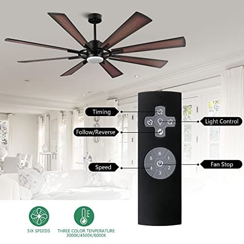 WINGBO 60 Inch DC Ceiling Fan with Walnut Wood Blades thumbnail 4