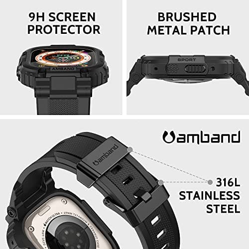 amBand Band + Case + Screen Protector for Apple Watch Ultra 4/3/2/1 49mm, M1 Sport thumbnail 3