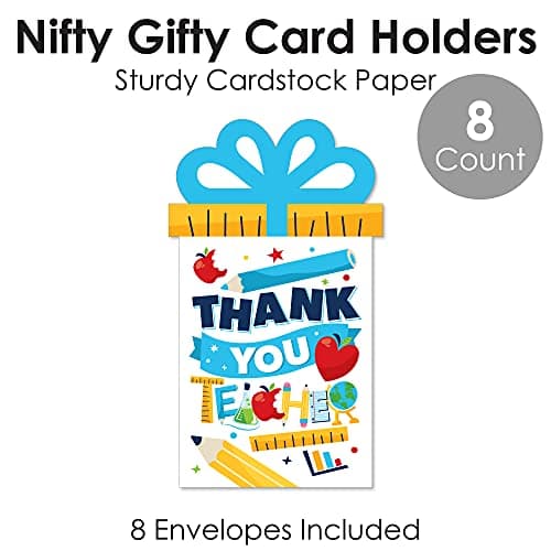 Big Dot of Happiness Thank You Cards for Teachers - Gift Card Sleeves Set of 8 thumbnail 5