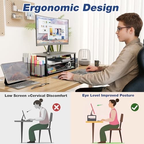 OPNICE Desk Accessories with 2 Pen Holders, 4-Tier Paper Organizer for Office Supplies thumbnail 2