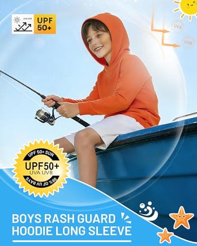 BALEAF Girls UPF 50+ Long Sleeve Hooded Rash Guard thumbnail 4