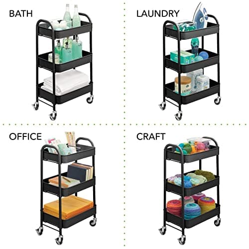 mDesign 4-Tier Metal Rolling Storage Cart thumbnail 3