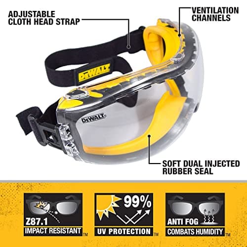 DEWALT DPG82-11 Concealer Clear Anti-Fog Dual Mold Safety Goggle thumbnail 2