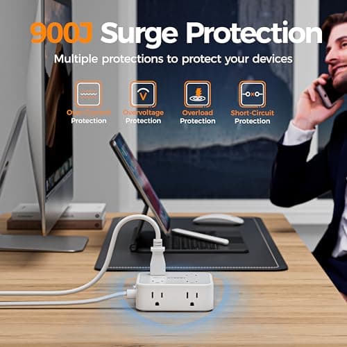 TESSAN Surge Protector Power Strip with 900J Surge Protection thumbnail 5