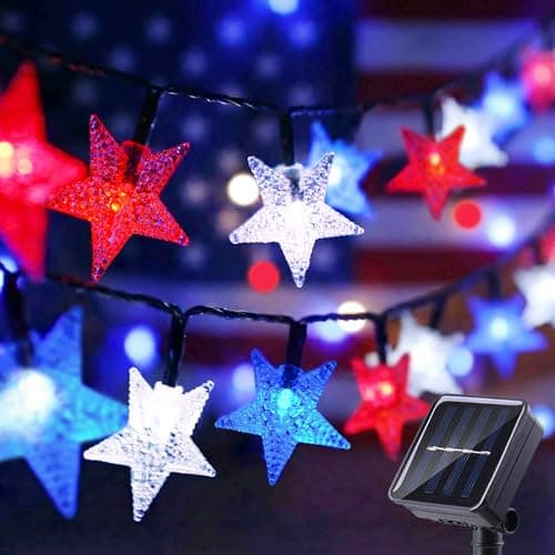 OurWarm Solar Patriotic String Lights Stars & Stripes - image 1