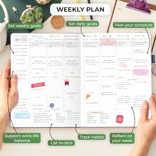 Clever Fox Planner PRO Hourly, Undated Weekly & Monthly, Dark Blue thumbnail 3