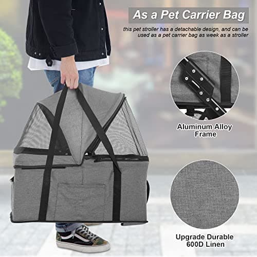BestPet 3-in-1 Premium Dog Cat Stroller thumbnail 5