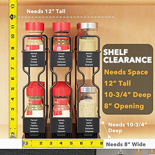 SpaceAid Pull Out Spice Rack Organizer for Cabinet (2-Tier, 2 Drawers) thumbnail 3