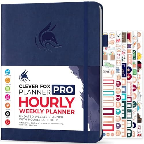 Clever Fox Planner PRO Hourly, Undated Weekly & Monthly, Dark Blue - image 1