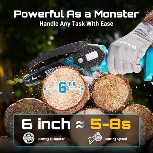 SeeSii 6-Inch Cordless Mini Chainsaw 21V thumbnail 5