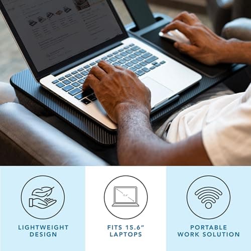LAPGEAR Home Office Lap Desk – Black Carbon, Fits 15.6” Laptops thumbnail 2