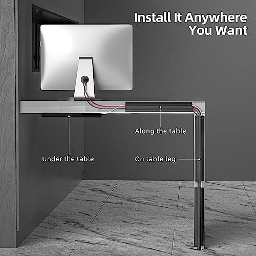 YECAYE 94.2-Inch J-Channel Cable Raceway, 6-Pack, Black thumbnail 2