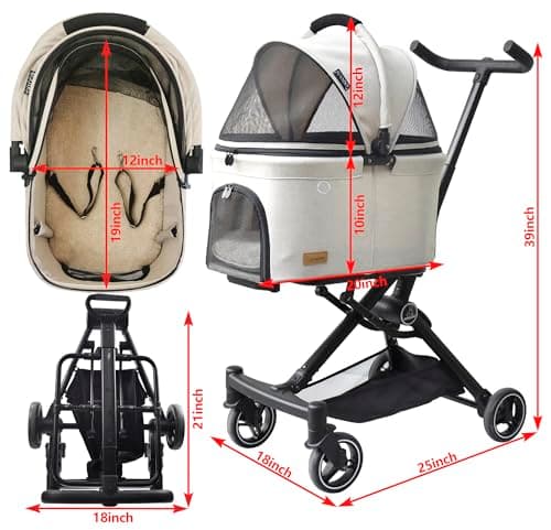 ROODO 2026 Upgraded 3-in-1 Dog Cat Stroller thumbnail 2