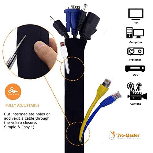 Premium 63-Inch Neoprene Cable Management Sleeve, Black/White Reversible thumbnail 4