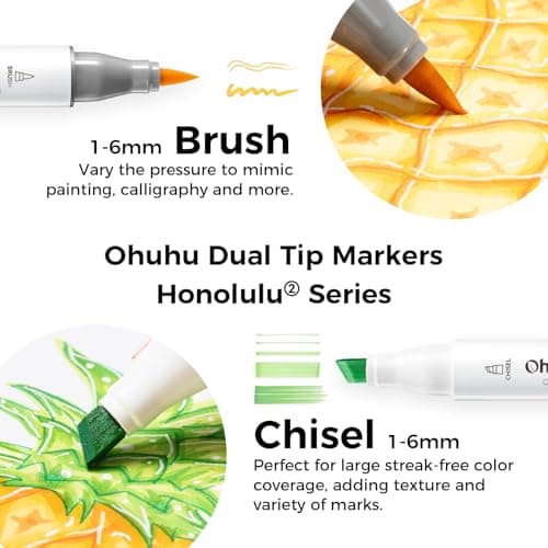 Ohuhu Alcohol Markers Brush Tip, 72-Color Honolulu Set thumbnail 2