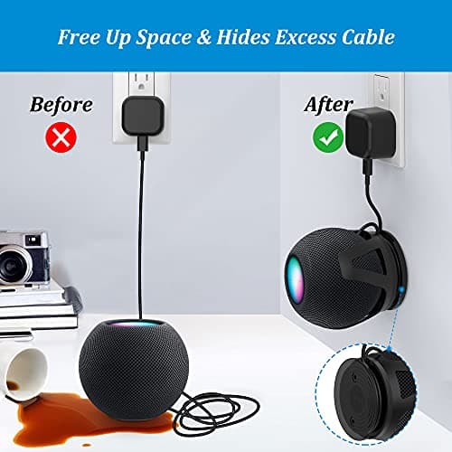 PlusAcc Wall Mount for HomePod mini, Holder with Cord Management, No Muffled Sound thumbnail 3