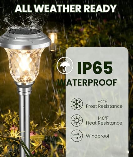 BEAU JARDIN 8 Pack Solar Pathway Lights Stainless Steel thumbnail 2
