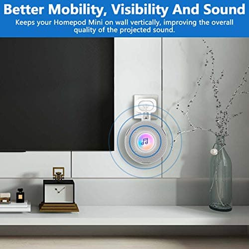 CUHIOY Outlet Wall Mount Holder for HomePod mini Speaker, White thumbnail 4