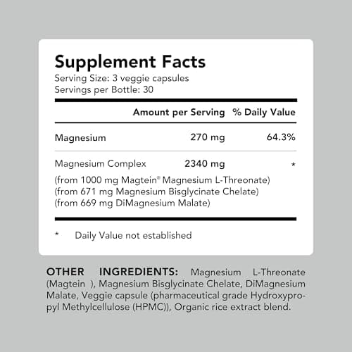 AMANDEAN Magtein Magnesium Complex (L-Threonate, Glycinate & Malate), 90 Veggie Capsules thumbnail 5