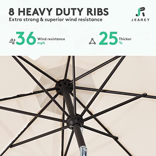 JEAREY 9FT Outdoor Patio Umbrella with Push Button Tilt and Crank, UV Protection Waterproof thumbnail 5