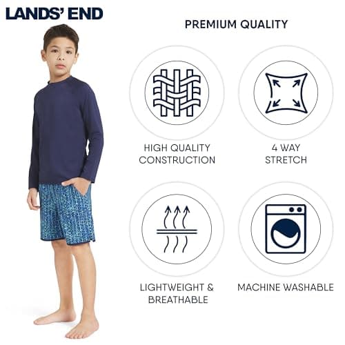 Lands' End Boys' Swim UPF 50+ Long Sleeve Sun Tee Rash Guard Shirt thumbnail 4