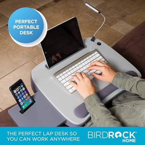 Sofia + Sam Multi Tasking Memory Foam Lap Desk with USB Light (Silver) | Supports Laptops Up to 15 Inches thumbnail 3