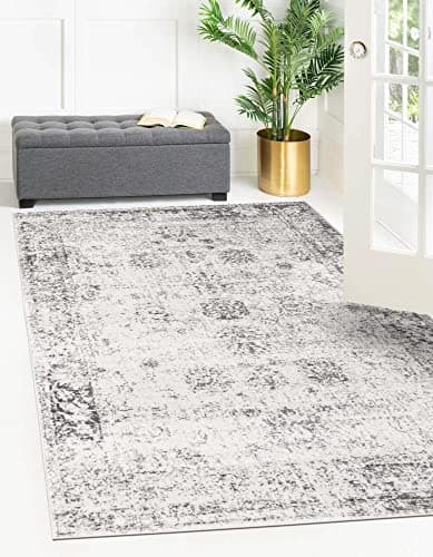 Unique Loom Sofia Collection Vintage Rug (8x10, Gray/Beige) thumbnail 5