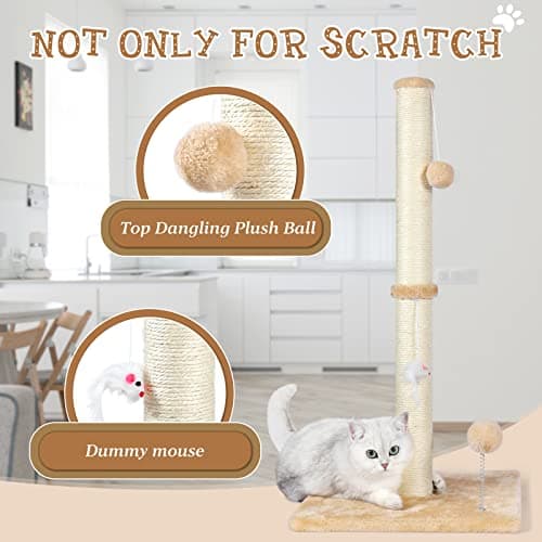 ANWA 32" 3-in-1 Cat Scratching Post with Toys thumbnail 4