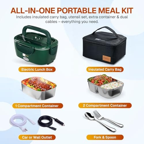 FORABEST 80W Heated Lunch Box (1.5L Stainless Steel) thumbnail 2