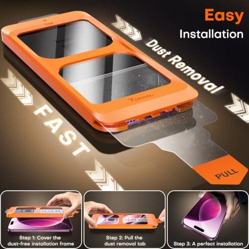 TOCOL for iPhone 18 Pro Screen Protector, Tempered Glass with Easy Installation Frame thumbnail 4
