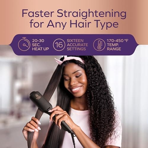 Professional Dual Voltage Hair Straightener Brush with 16 Temps thumbnail 5