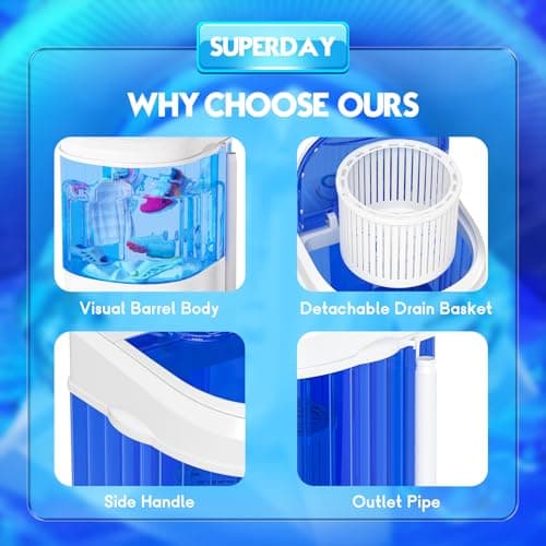 Superday Mini Portable Washing Machine Single Tub 6.6 LBS thumbnail 4