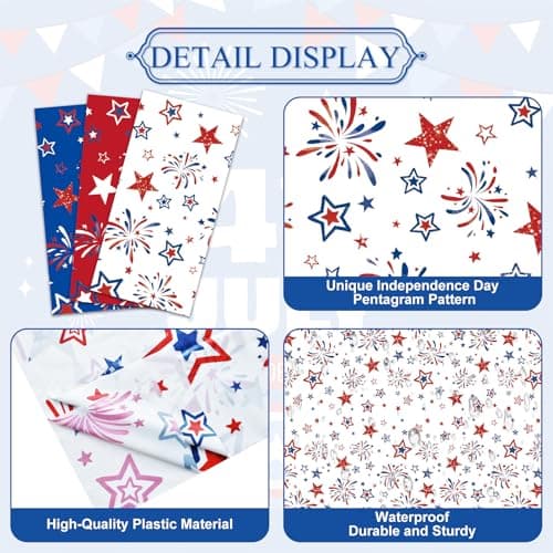 Treasures Gifted Patriotic Plastic Tablecloth (3-Pack) thumbnail 3