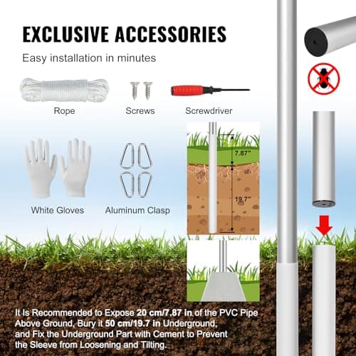 VEVOR 25ft Sectional Aluminum Flag Pole thumbnail 5