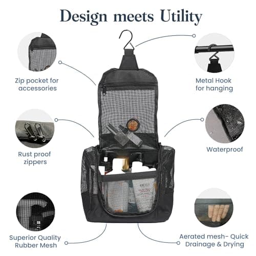 Vena Mesh Shower Caddy Tote with Hook thumbnail 3