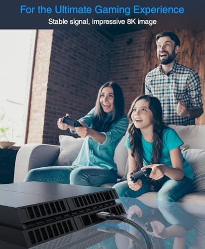 BlueRigger 8K HDMI 2.1 Cable 15FT, 48Gbps Ultra High Speed Certified, 4K 120Hz, 8K 60Hz, eARC, HDR10+, Dolby Vision, Compatible with Apple TV 4K, PS5, Xbox Series X thumbnail 4