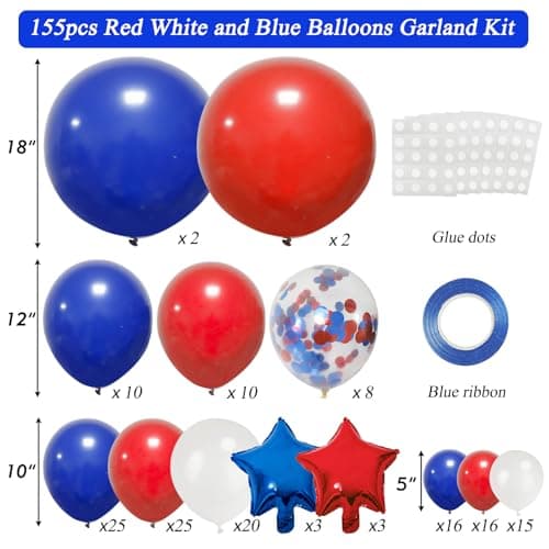 JeVenis Red White Blue Balloon Garland Kit thumbnail 2