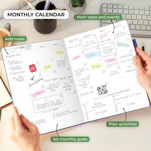 Clever Fox Planner PRO Hourly, Undated Weekly & Monthly, Dark Blue thumbnail 4