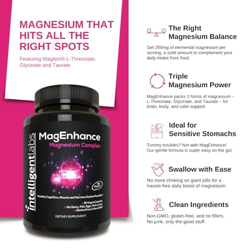 Intelligent Labs MagEnhance Magnesium Complex (Threonate, Glycinate & Taurate), 90 Capsules thumbnail 3