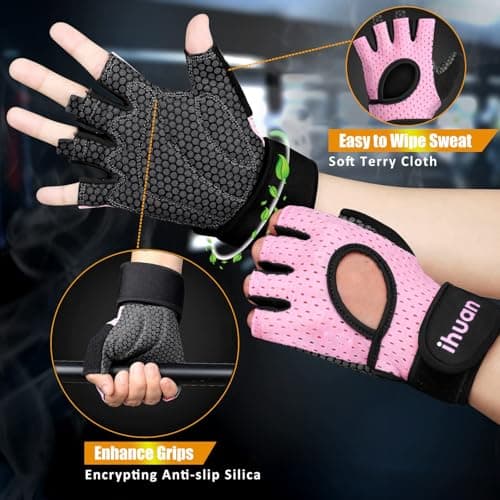 ihuan Breathable Weight Lifting Workout Gloves thumbnail 5