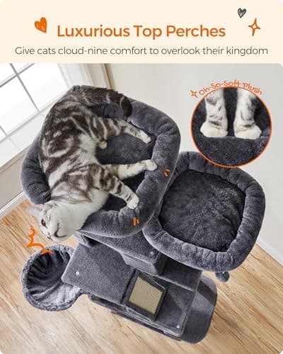 FEANDREA Cat Tower, 56.3-Inch Cat Condo with Scratching Posts thumbnail 3