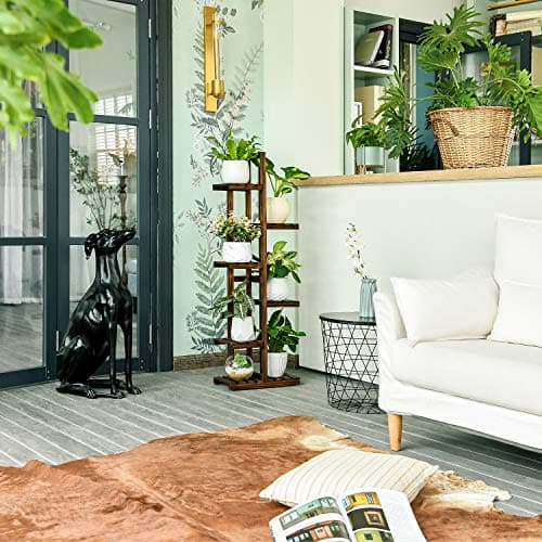 Mkono Wood 6-Tier Ladder Plant Stand — 7 Potted Multi-tier Display Rack thumbnail 3